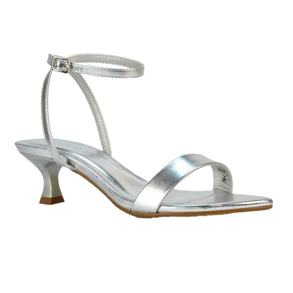 XY London Womens/Ladies Antonia Metallic Strappy Low Kitten Heel Sandals / Metal